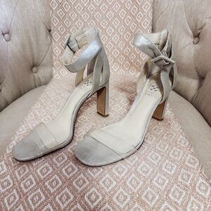 Vince Camuto Silver Chunky Heel Bow Heels